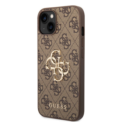 iPhone 14 Kılıf Guess PU Deri Büyük Metal Logo Dizaynlı Kapak