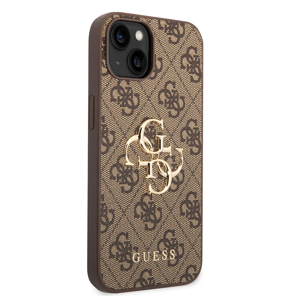iPhone 14 Kılıf Guess PU Deri Büyük Metal Logo Dizaynlı Kapak