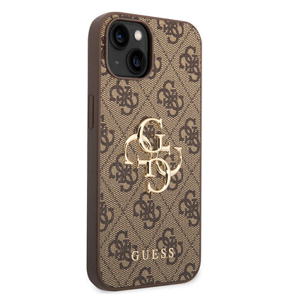 iPhone 14 Kılıf Guess PU Deri Büyük Metal Logo Dizaynlı Kapak