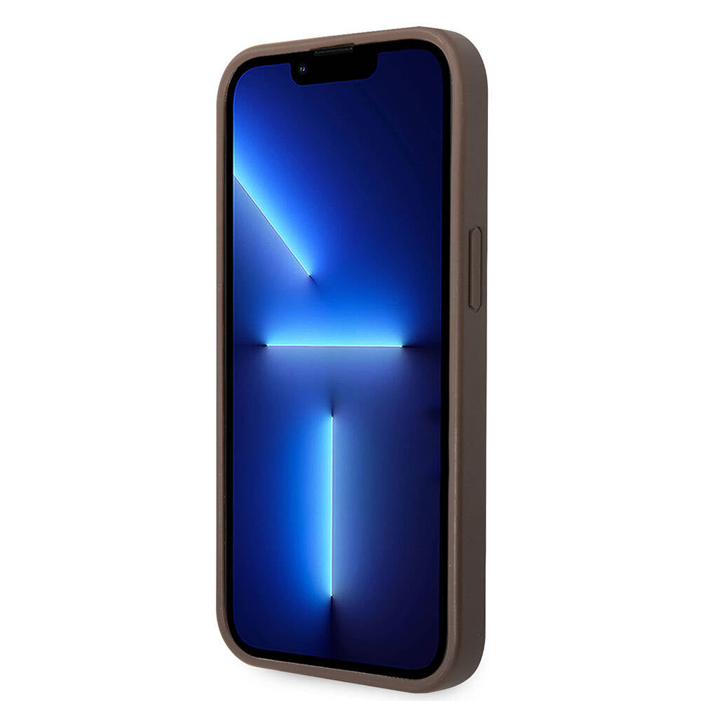 iPhone 14 Kılıf Guess PU Deri Büyük Metal Logo Dizaynlı Kapak
