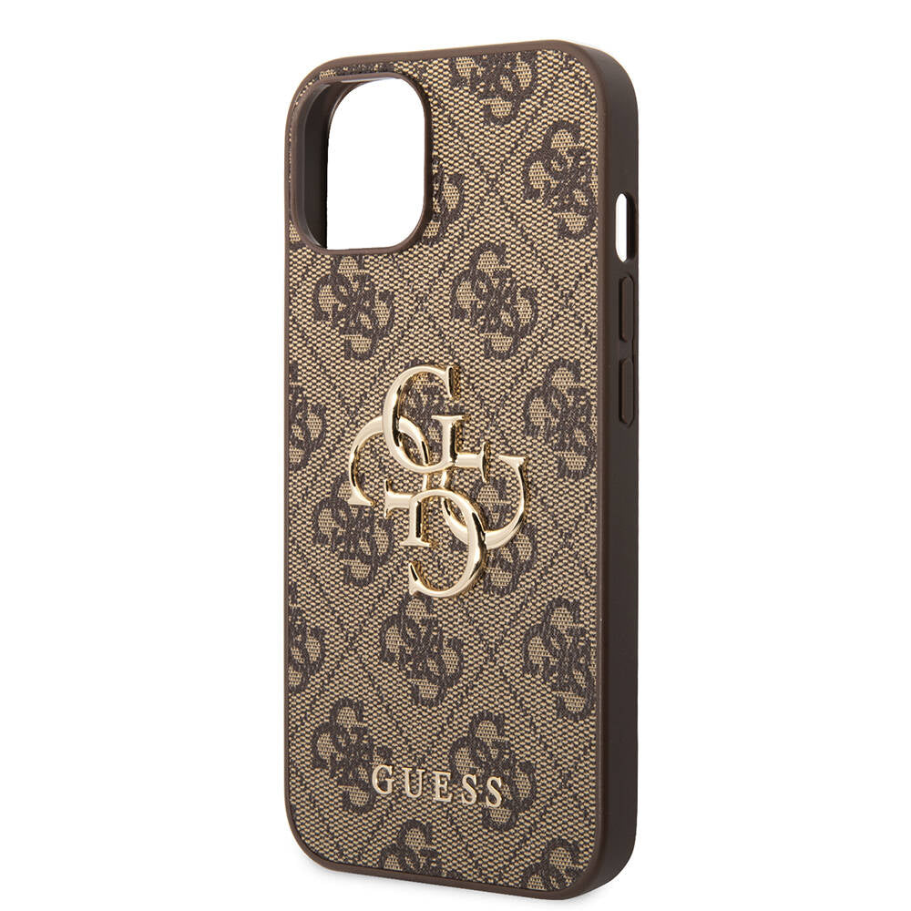 iPhone 14 Kılıf Guess PU Deri Büyük Metal Logo Dizaynlı Kapak