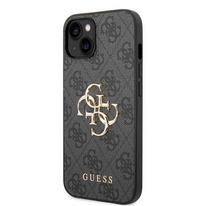 iPhone 14 Kılıf Guess PU Deri Büyük Metal Logo Dizaynlı Kapak