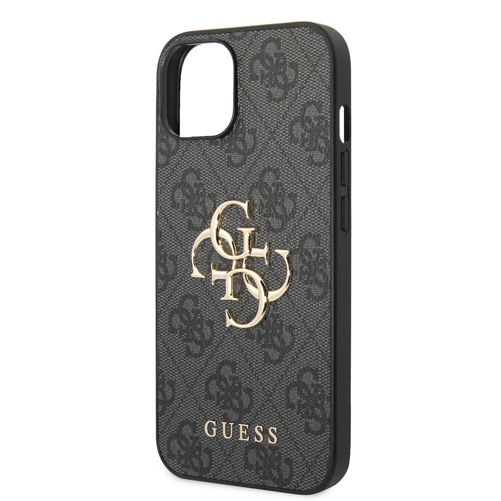 iPhone 14 Kılıf Guess PU Deri Büyük Metal Logo Dizaynlı Kapak