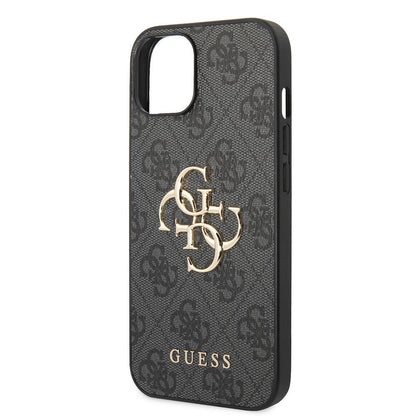 iPhone 14 Kılıf Guess PU Deri Büyük Metal Logo Dizaynlı Kapak