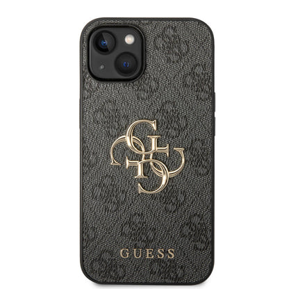 iPhone 14 Kılıf Guess PU Deri Büyük Metal Logo Dizaynlı Kapak