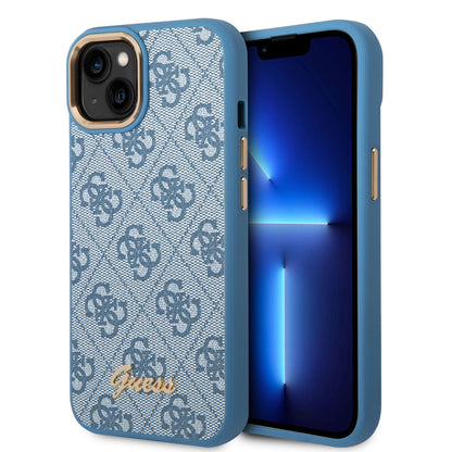iPhone 14 Kılıf GUESS PU Deri Metal Logo Dizaynlı Kapak
