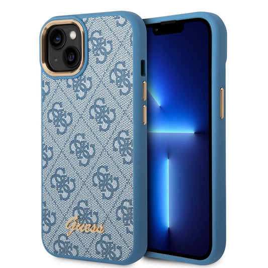 iPhone 14 Kılıf GUESS PU Deri Metal Logo Dizaynlı Kapak