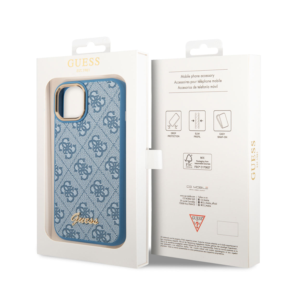 iPhone 14 Kılıf GUESS PU Deri Metal Logo Dizaynlı Kapak