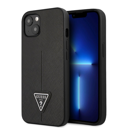 iPhone 14 Kılıf GUESS PU Safran Deri Üçgen Logo Dizayn Kapak