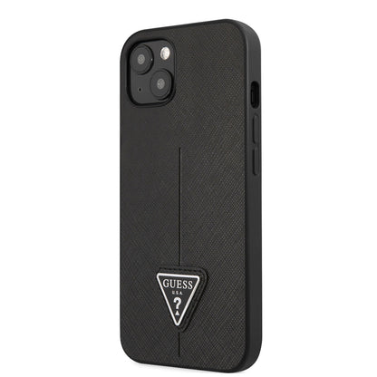 iPhone 14 Kılıf GUESS PU Safran Deri Üçgen Logo Dizayn Kapak