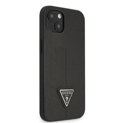 iPhone 14 Kılıf GUESS PU Safran Deri Üçgen Logo Dizayn Kapak