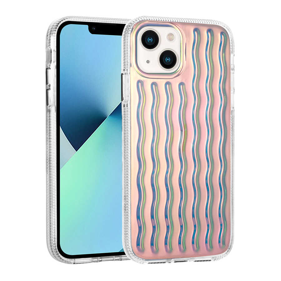 Apple iPhone 14 Kılıf Kabartmalı Dalga Tasarımlı Silikon Zore İsmira Kapak