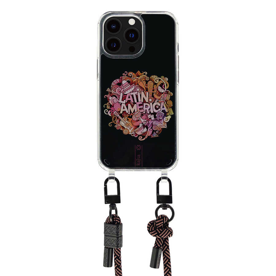 iPhone 14 Kılıf Kajsa Missy And Match Şeffaf Desenli İp Askılı Kapak