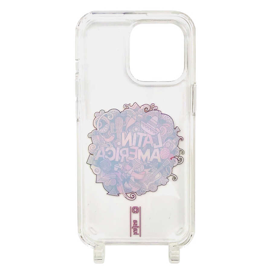 iPhone 14 Kılıf Kajsa Missy And Match Şeffaf Desenli İp Askılı Kapak