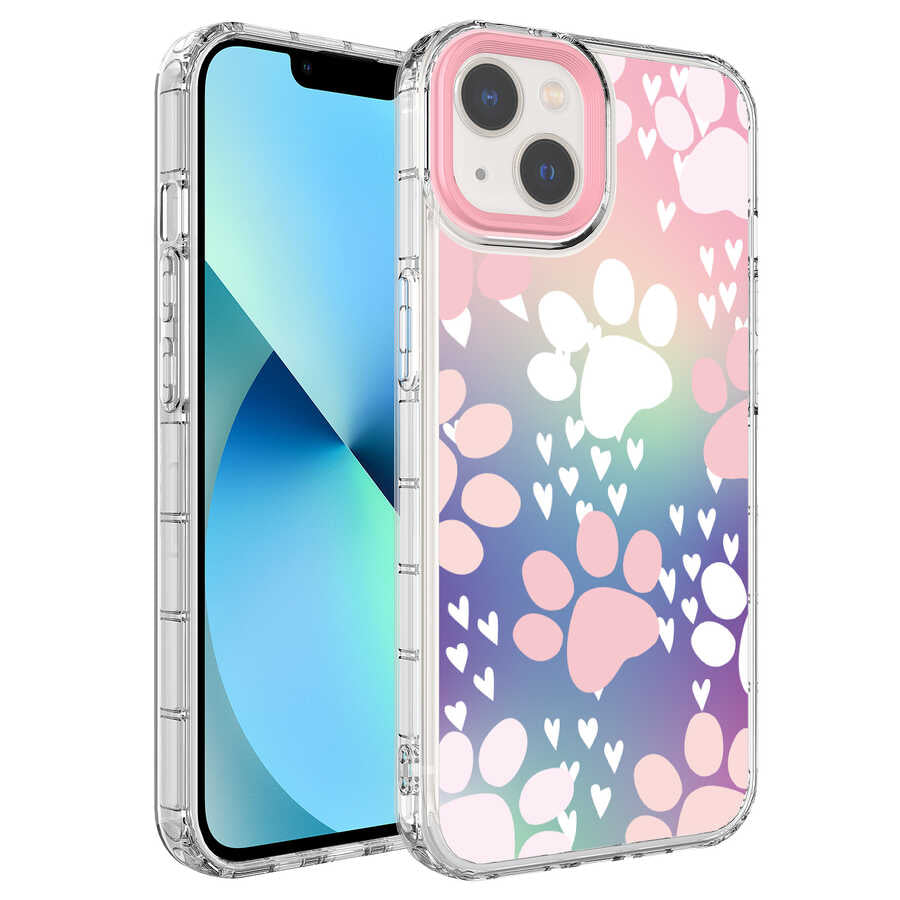 Apple iPhone 14 Kılıf Kamera Korumalı Renkli Desenli Sert Silikon Zore Korn Kapak