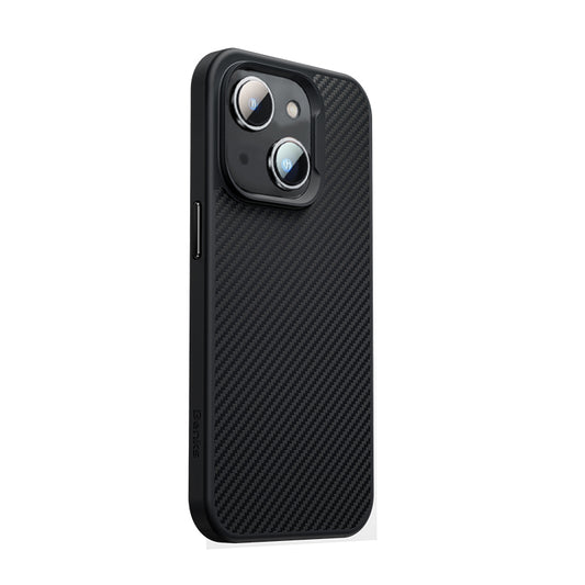 iPhone 14 Kılıf Karbon Fiber M-safe Şarj Özellikli Benks 600D Hybrid Kevlar Kapak