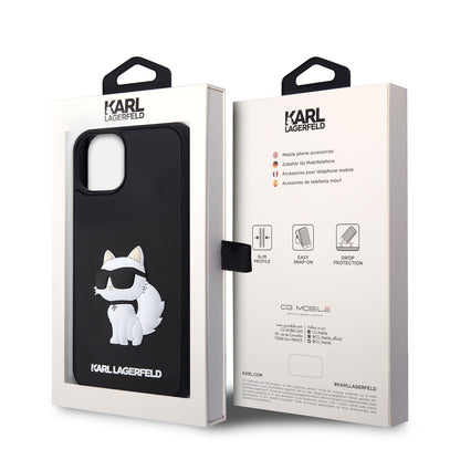 iPhone 14 Kılıf Karl Lagerfeld 3D Rubber Choupette Dizayn Kapak
