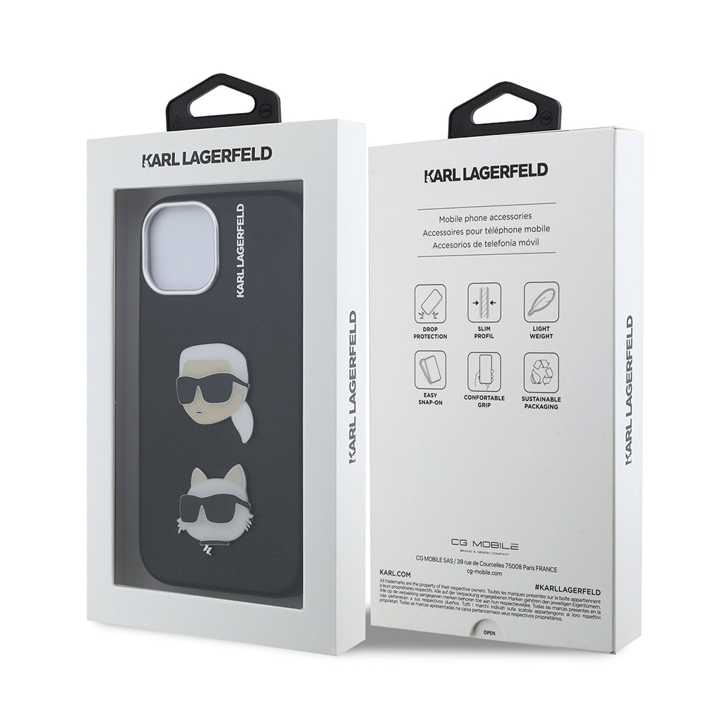 iPhone 14 Kılıf Karl Lagerfeld Orjinal Lisanslı K&C Heads Pin Kapak