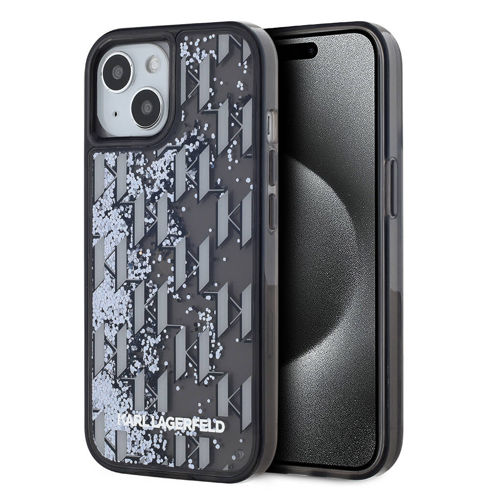 iPhone 14 Kılıf Karl Lagerfeld Orjinal Lisanslı Simli KL Yazılı Monogram Gradıent Kapak