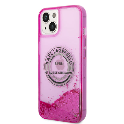 iPhone 14 Kılıf Karl Lagerfeld Sıvılı Simli RSG Dizayn Kapak