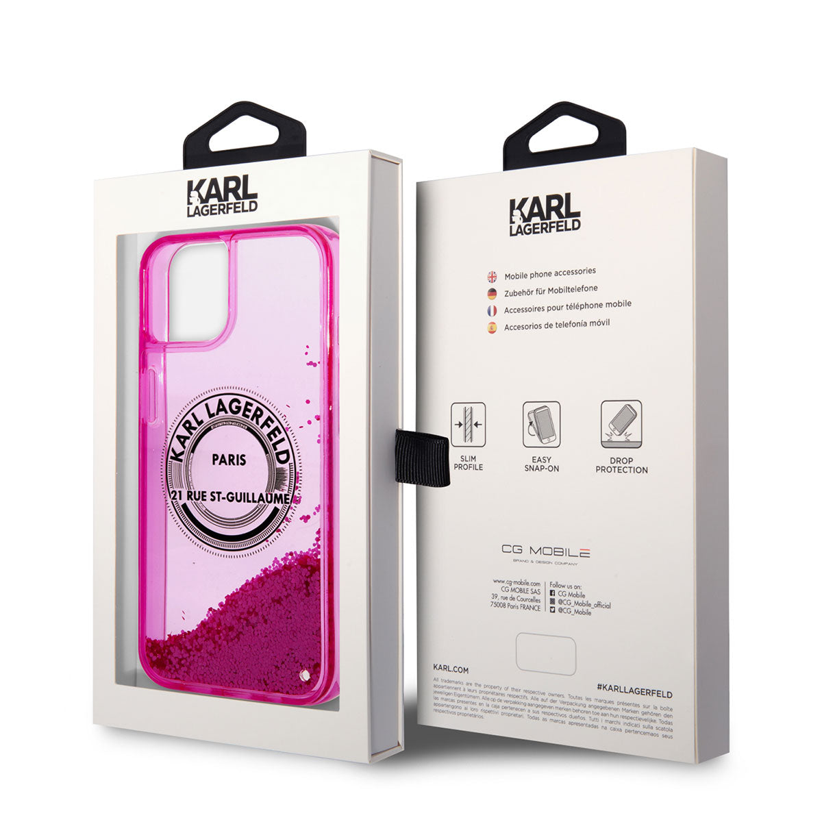 iPhone 14 Kılıf Karl Lagerfeld Sıvılı Simli RSG Dizayn Kapak