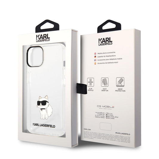 iPhone 14 Kılıf Karl Lagerfeld Transparan Choupette Dizayn Kapak