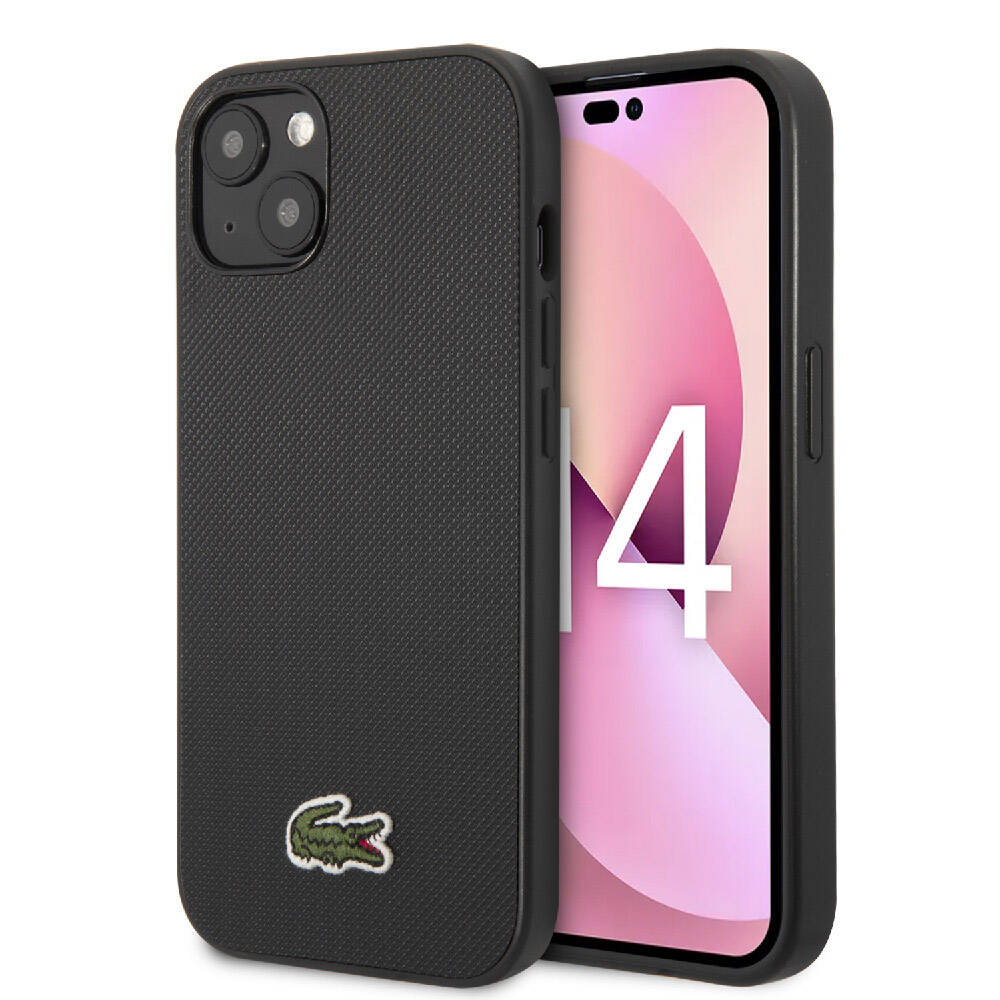 iPhone 14 Kılıf Lacoste Orjinal Lisanslı PU Pike Desenli Arka Yüzey İkonik Timsah Dokuma Logolu Kapak
