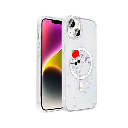 Apple iPhone 14 Kılıf M-Safe Şarj Özellikli Şeffaf Zore Folk Sert Kapak