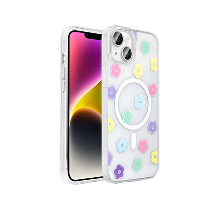 Apple iPhone 14 Kılıf M-Safe Şarj Özellikli Şeffaf Zore Folk Sert Kapak