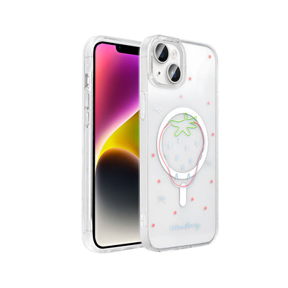 Apple iPhone 14 Kılıf M-Safe Şarj Özellikli Şeffaf Zore Folk Sert Kapak