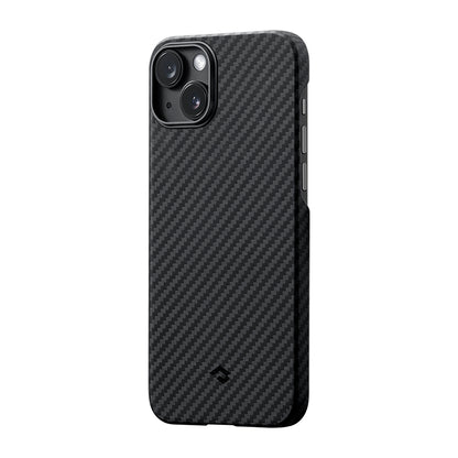 iPhone 14 Kılıf M-safe Şarj Özellikli 1500D Aramid Fiber Pitaka Ultra-Slim Classic Serisi Black-Grey Twill Kapak
