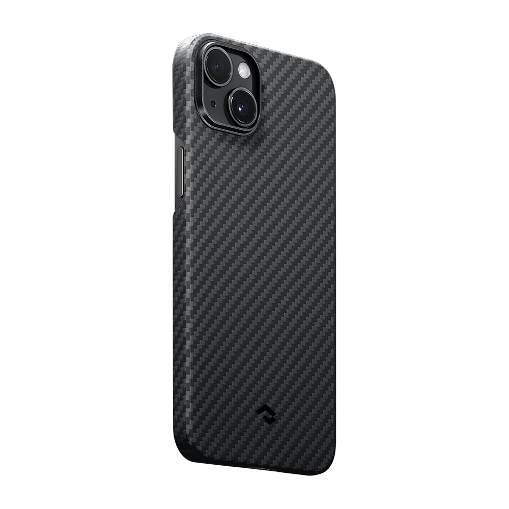 iPhone 14 Kılıf M-safe Şarj Özellikli 1500D Aramid Fiber Pitaka Ultra-Slim Classic Serisi Black-Grey Twill Kapak