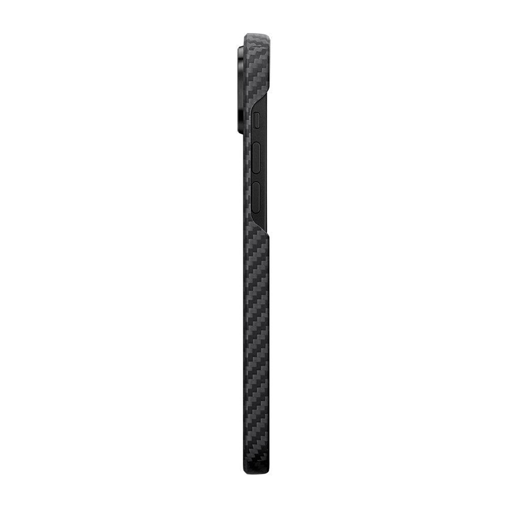 iPhone 14 Kılıf M-safe Şarj Özellikli 1500D Aramid Fiber Pitaka Ultra-Slim Classic Serisi Black-Grey Twill Kapak