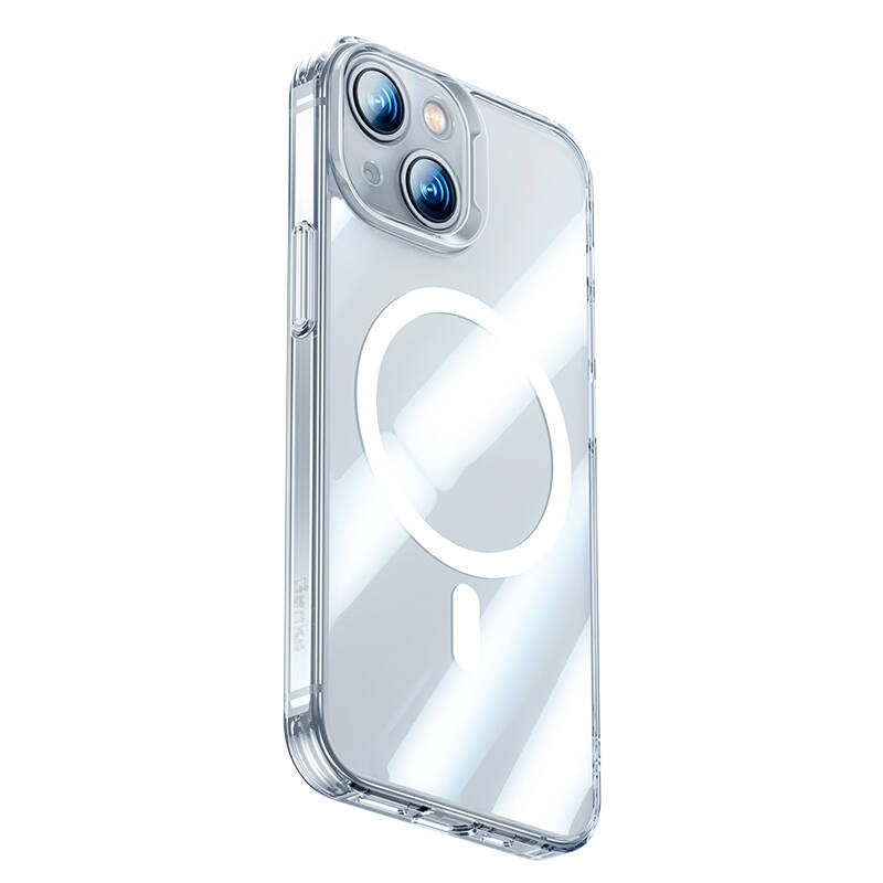 iPhone 14 Kılıf M-safe Şarj Özellikli Benks Magnetic Shiny Glass Serisi Kapak