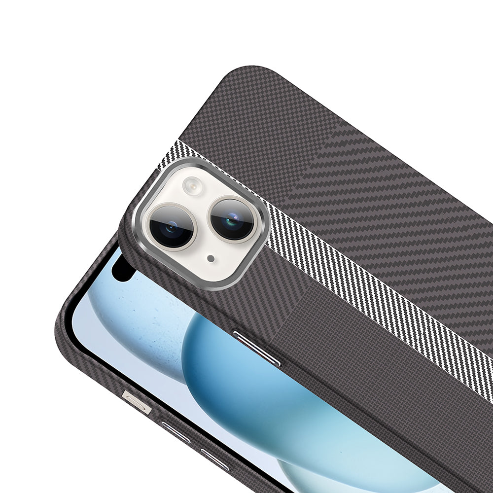 Apple iPhone 14 Kılıf M-safe Şarj Özellikli Karbon Fiber Görünümlü Zore Gros Kapak
