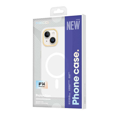iPhone 14 Kılıf M-safe Şarj Özellikli Metal Kamera Çerçeveli Recci Glaze Serisi Kapak