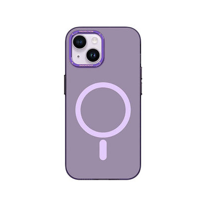 iPhone 14 Kılıf M-safe Şarj Özellikli Metal Kamera Çerçeveli Recci Glaze Serisi Kapak