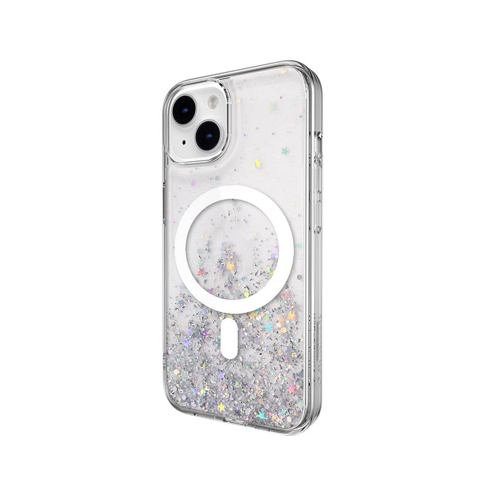 iPhone 14 Kılıf M-safe Şarj Özellikli Parlayan Simli Şeffaf Lisanslı Switcheasy Starfield-M Kapak