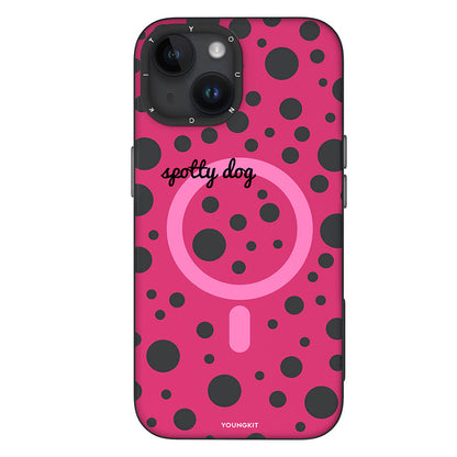 iPhone 14 Kılıf M-safe Şarj Özellikli Polka Dot Desenli Youngkit Spots Serisi Kapak