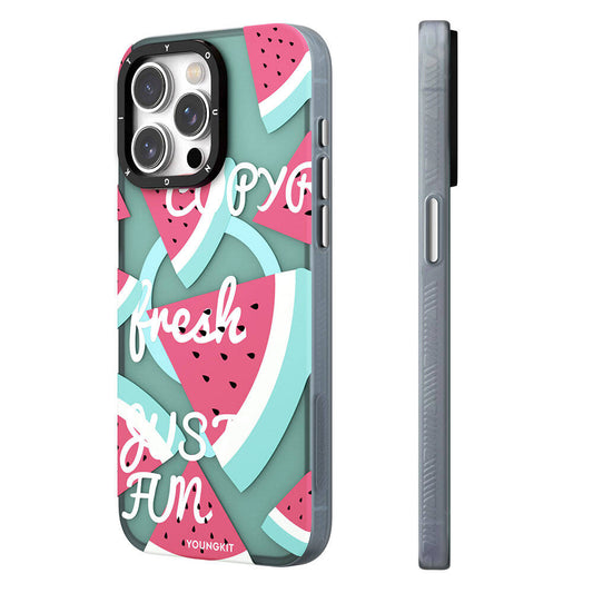 iPhone 14 Kılıf M-safe Şarj Özellikli Yaz Meyvesi Desenli Youngkit Fruity Flavour Serisi Kapak