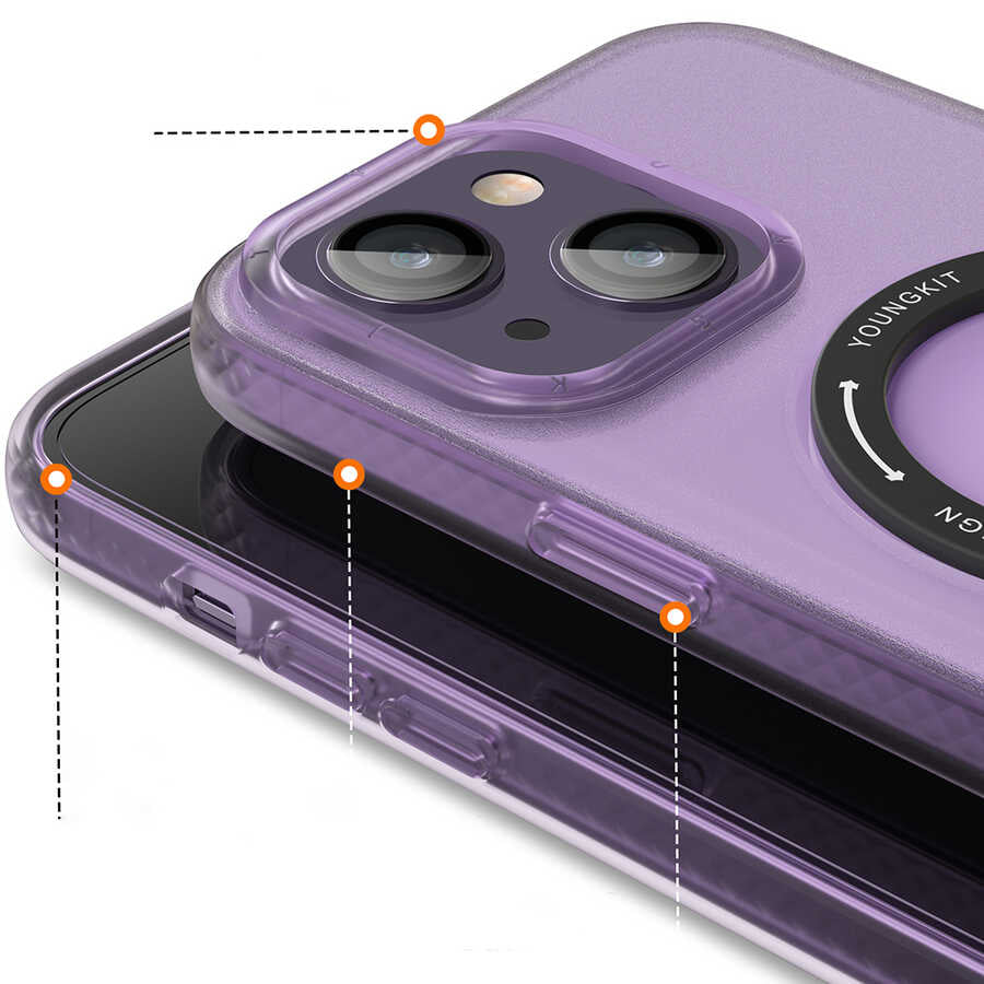 iPhone 14 Kılıf M-safe Şarj Özellikli Youngkit Rock Serisi Kapak