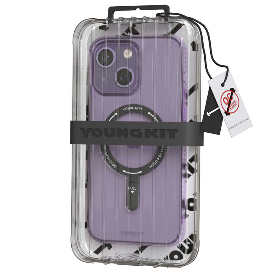 iPhone 14 Kılıf M-safe Şarj Özellikli Youngkit Rock Serisi Kapak