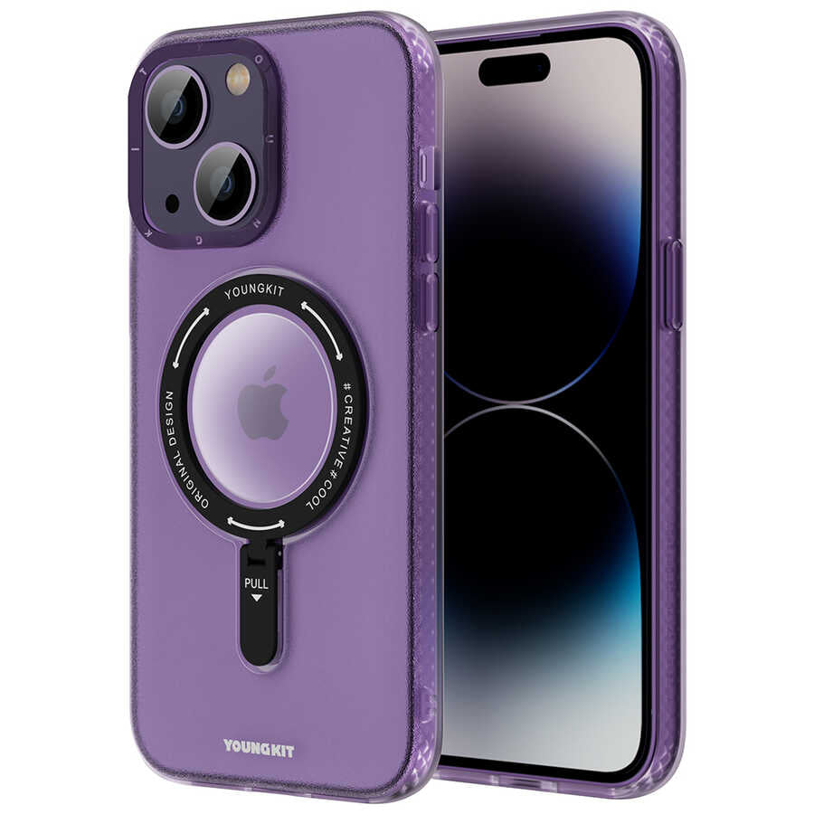 iPhone 14 Kılıf M-safe Şarj Özellikli Youngkit Rock Serisi Kapak