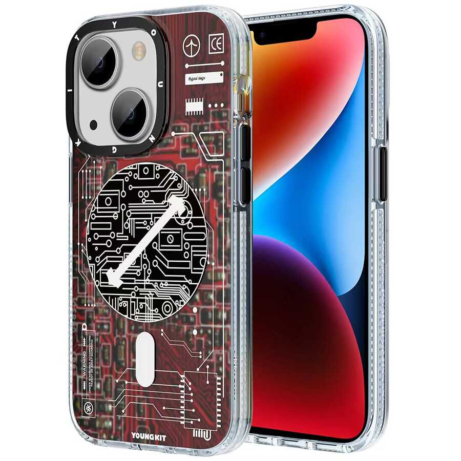 iPhone 14 Kılıf M-safe Şarj Özellikli YoungKit Technology Serisi Kapak