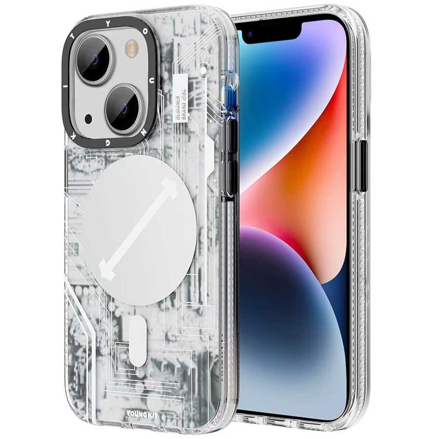 iPhone 14 Kılıf M-safe Şarj Özellikli YoungKit Technology Serisi Kapak