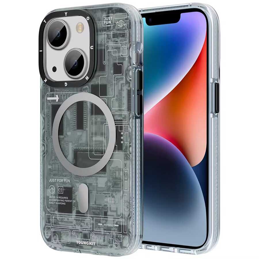 iPhone 14 Kılıf M-safe Şarj Özellikli YoungKit Technology Serisi Kapak