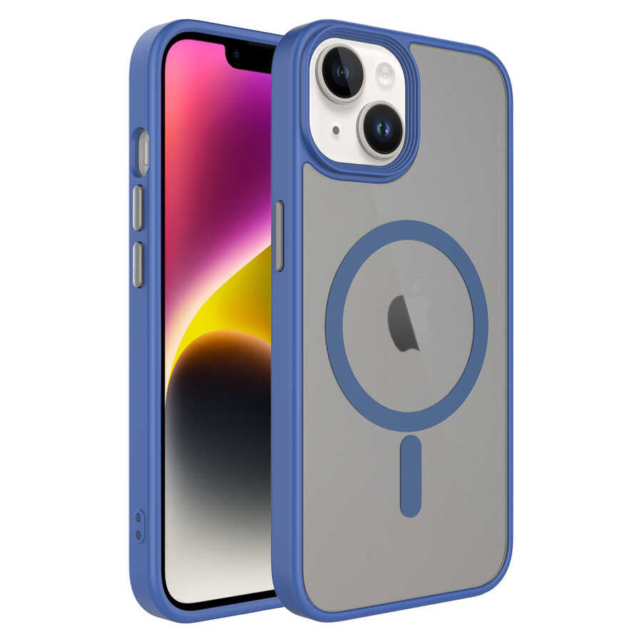 Apple iPhone 14 Kılıf Mat Arka Yüzey Wireless Şarj Özellikli Zore Flet M-safe Kapak