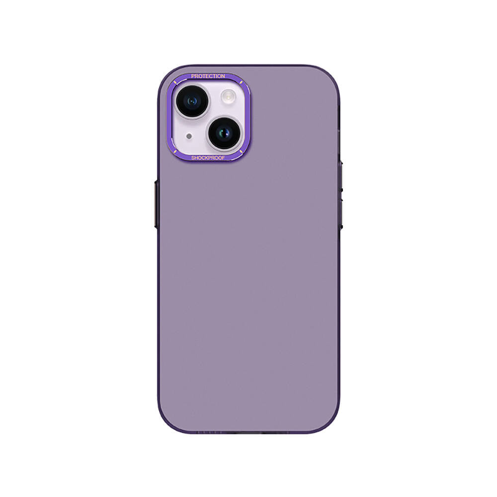 iPhone 14 Kılıf Metal Kamera Çerçeveli Recci Glaze Serisi Kapak