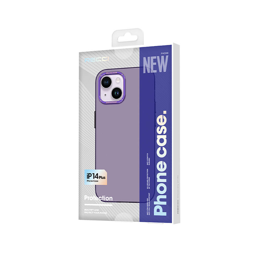iPhone 14 Kılıf Metal Kamera Çerçeveli Recci Glaze Serisi Kapak