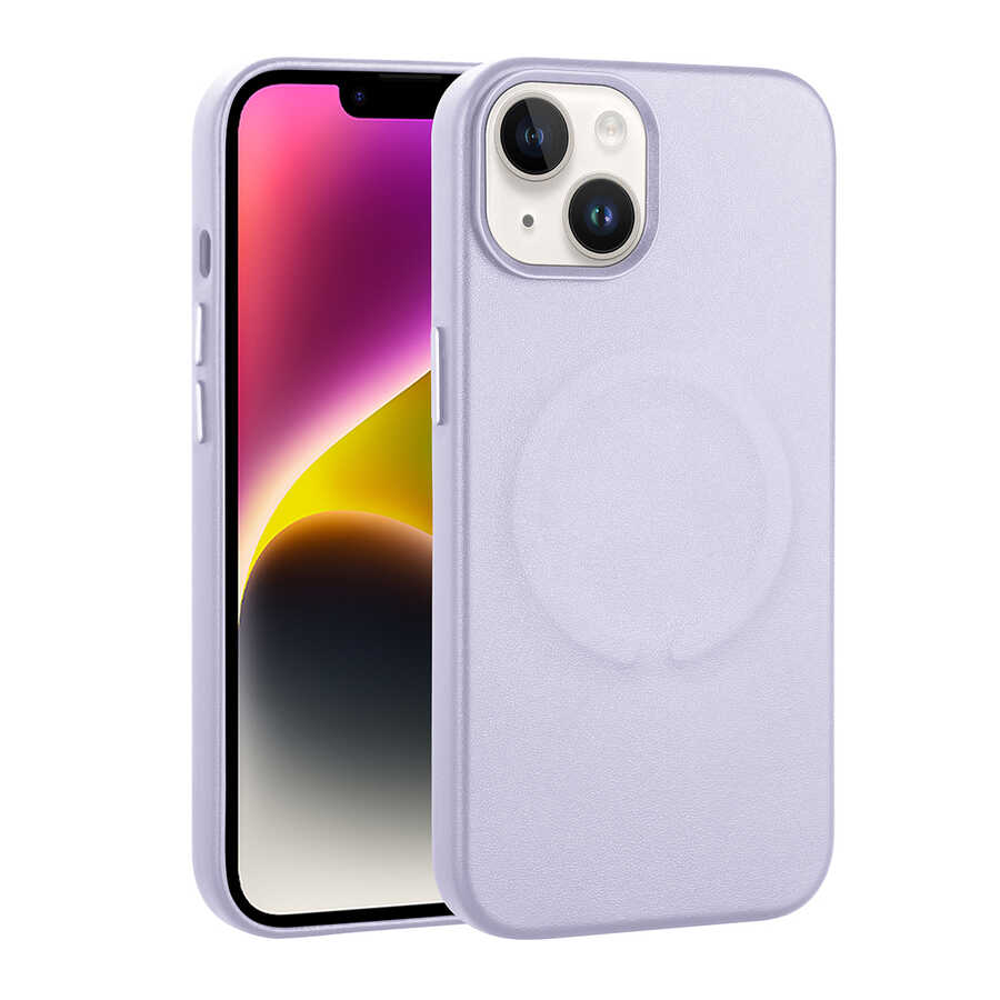Apple iPhone 14 Kılıf PU Deri M-safe Wireless Şarj Özellikli Zore Derix Kapak